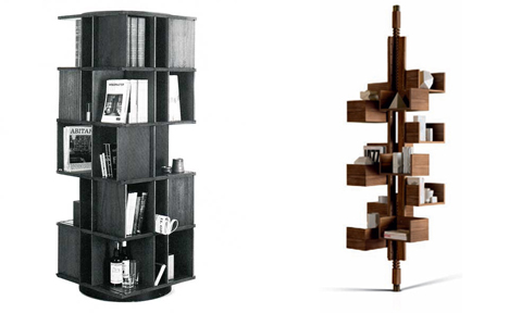 classic and modern rotating bookshelves